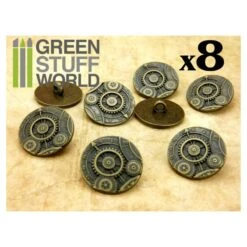 8x Steampunk Buttons GEARS MECHANISM β Bronze