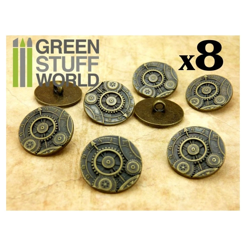 8x Steampunk Buttons GEARS MECHANISM – Bronze 3 8x Steampunk Buttons GEARS MECHANISM – Bronze