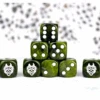 Conquest: W’adrhun Faction Dice On Green Swirl Dice
