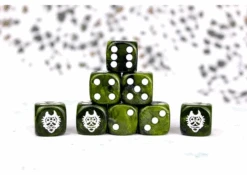 Conquest: W’adrhun Faction Dice On Green Swirl Dice