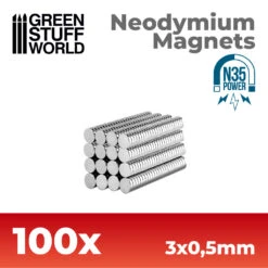 Neodymium Magnets 3×0.5mm – 100 Units (N35)
